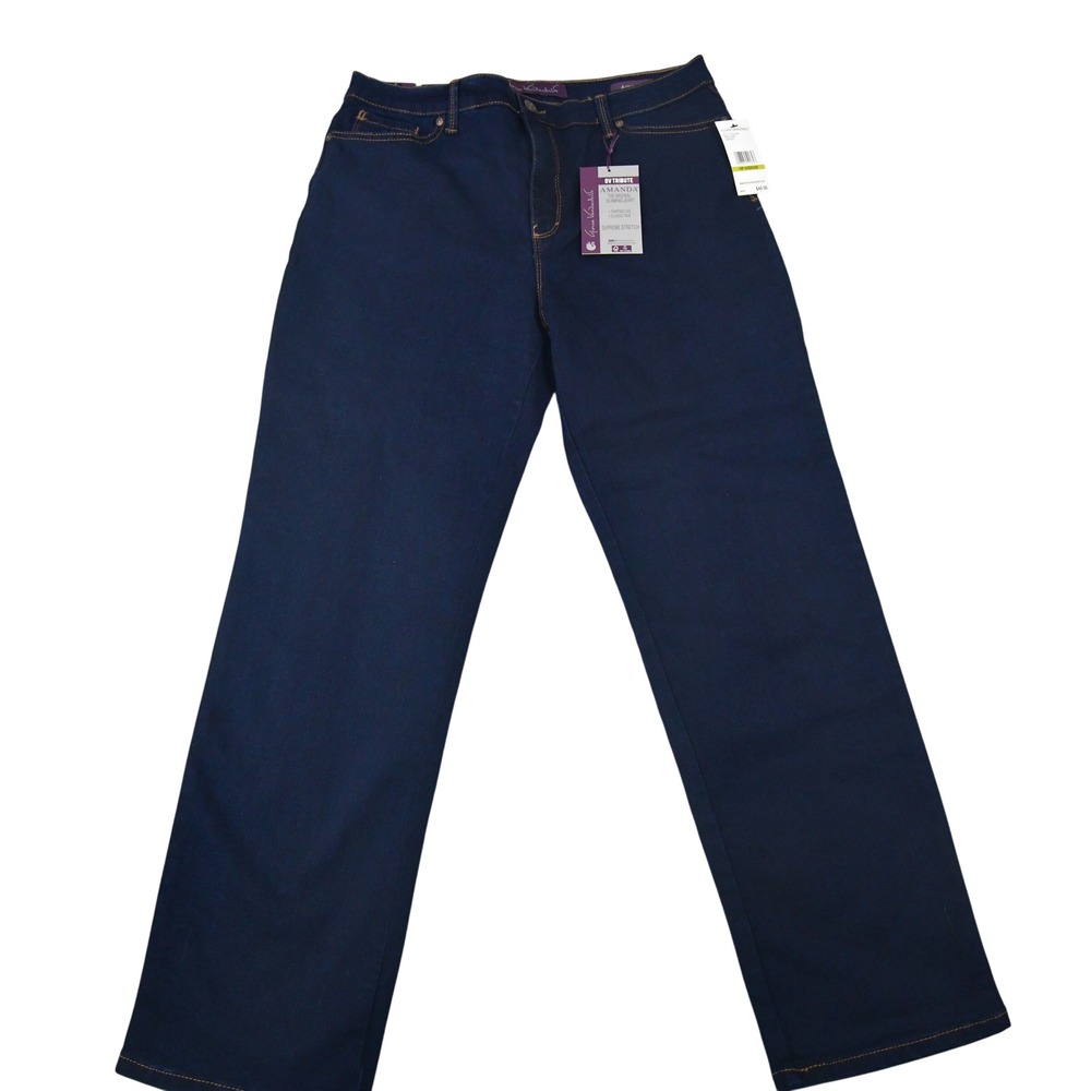 Gloria Vanderbilt Jeans Women 14P Blue NEW Amanda Slimming Tapered Leg Classic
